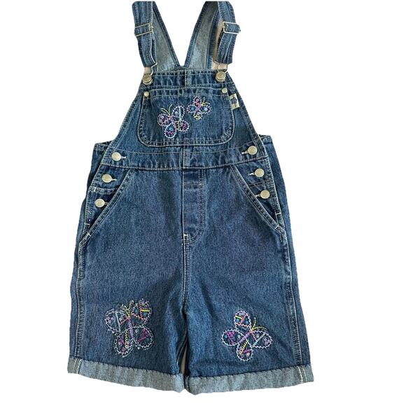 Girl's Gasoline Embroidered Floral Overall Shorts Size Medium - Picture 1 of 11